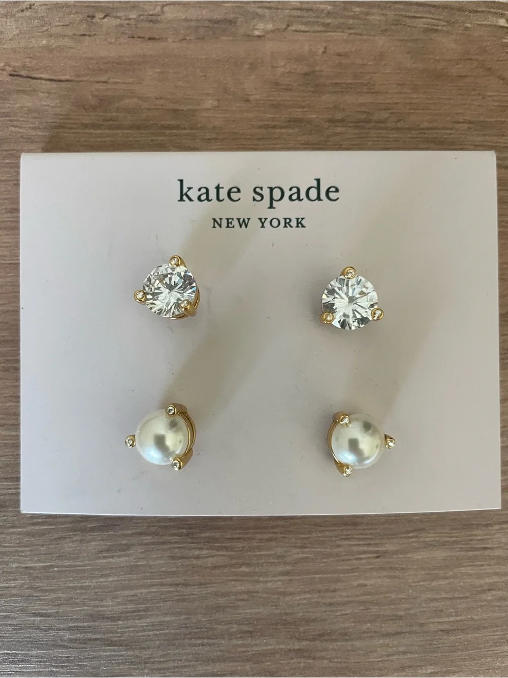 kate spade Pearl and Crystal Stud Earring Set - White & Gold